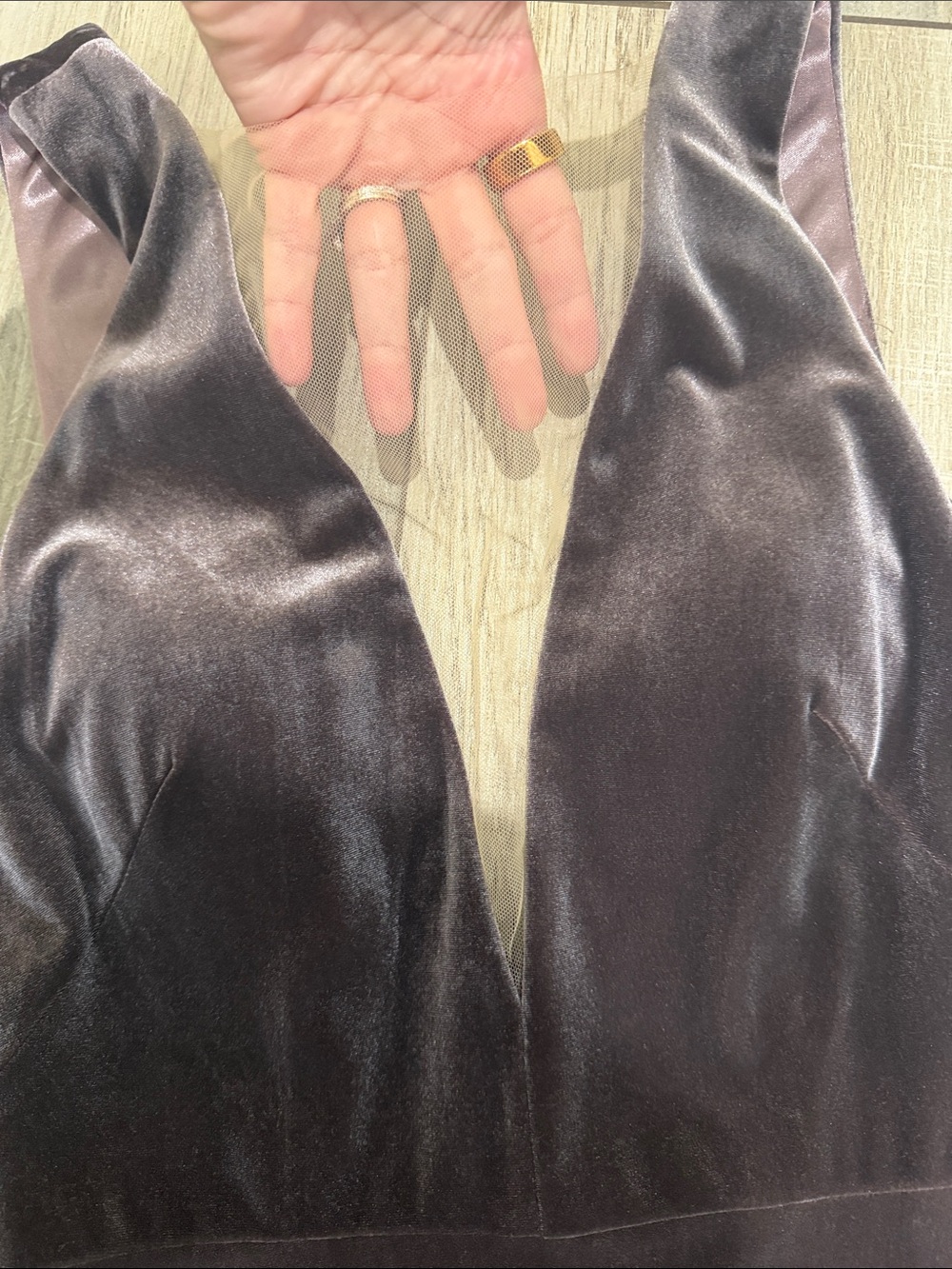 NWT Jenny Yoo Velvet Maxi Gown in Vintage Plum - Picture 3 of 10